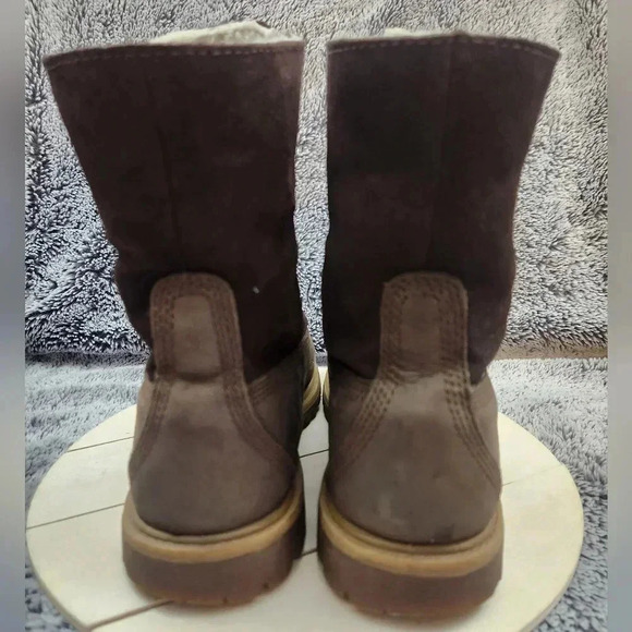 Timberland Jayne Waterproof Teddy Fleece Fold Down Nubuck Boots Women’s Size 8.5 - Picture 7 of 9